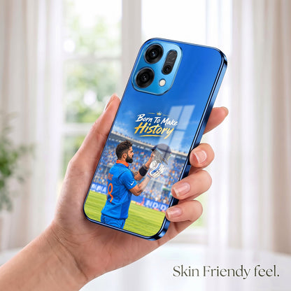 Oppo Reno 14 5G Born TO Make History Blue Electroplated Glass Phone Back Case