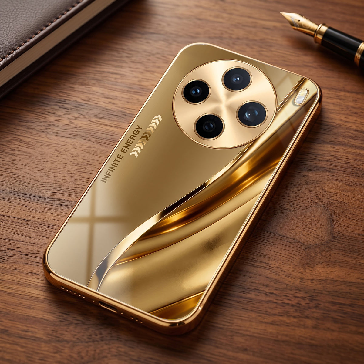 Vivo X200T 5G Luxury Infinity Energy Gold Electroplated Glass Phone Case