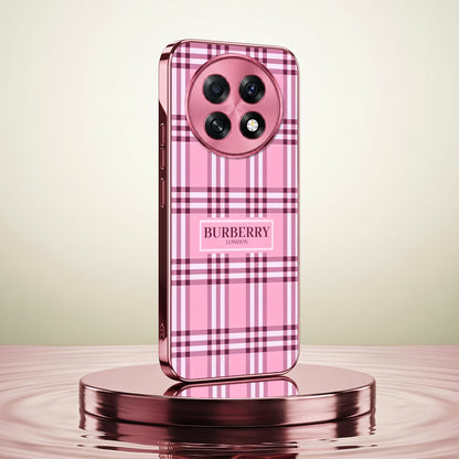 Oppo F31 Pro+ 5G Burberry Classic Pink Electroplated Glass Phone Back Case