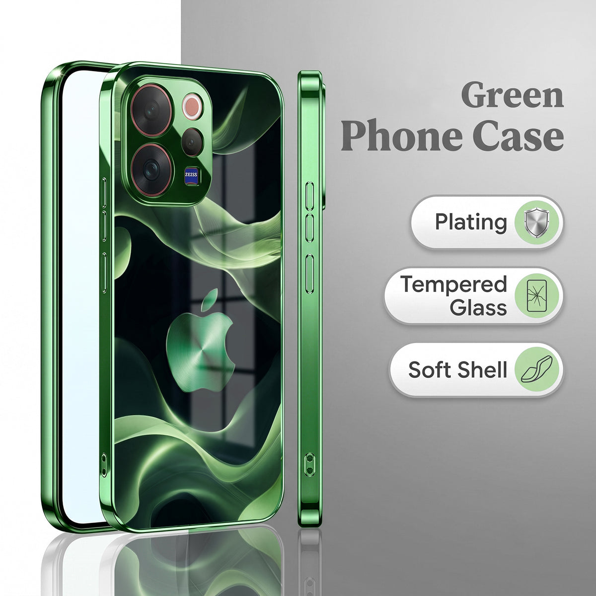 Vivo V70 5G Wave Apple Green Electroplated Glass Back Case
