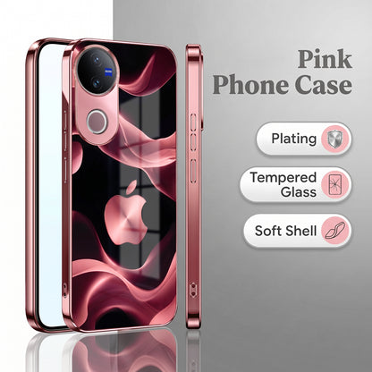 Vivo V50 5G Luxury Wave Pink Electroplated Glass Phone Back Case