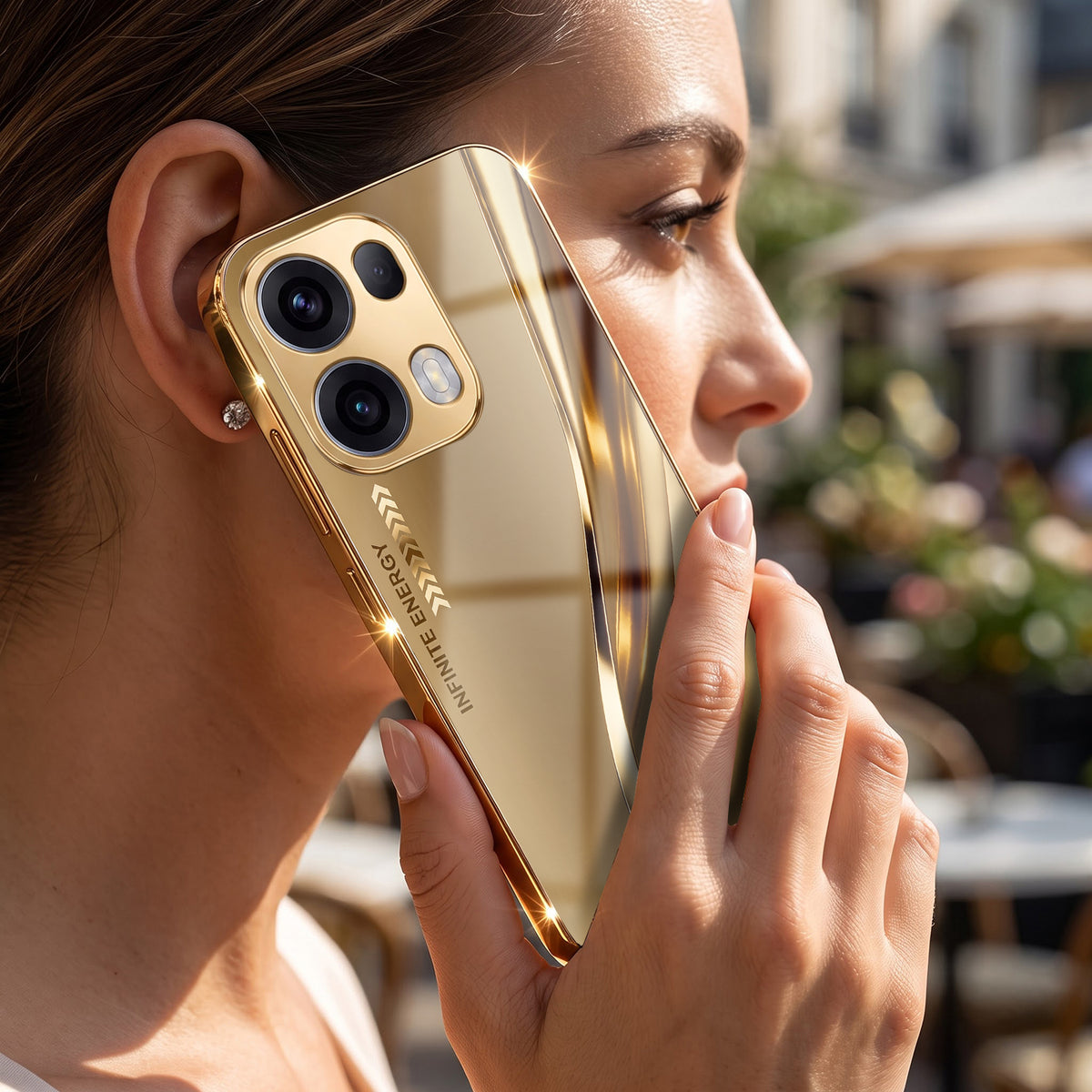 Oppo Reno 13 Pro 5G Luxury Infinity Energy Gold Electroplated Glass Phone Case