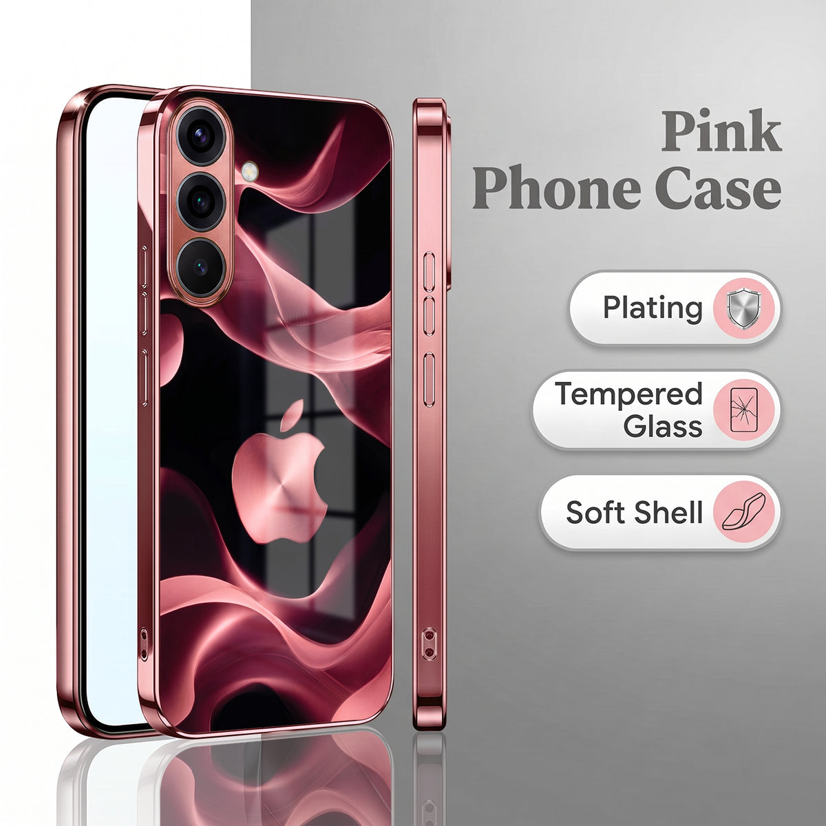 Samsung Galaxy A36 5G Luxury Wave Pink Electroplated Glass Phone Back Case