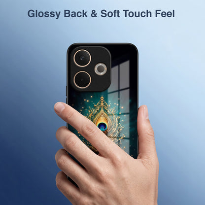 Oppo A5 Pro 5G Golden Peacock Feather Acrylic Glass Back Case