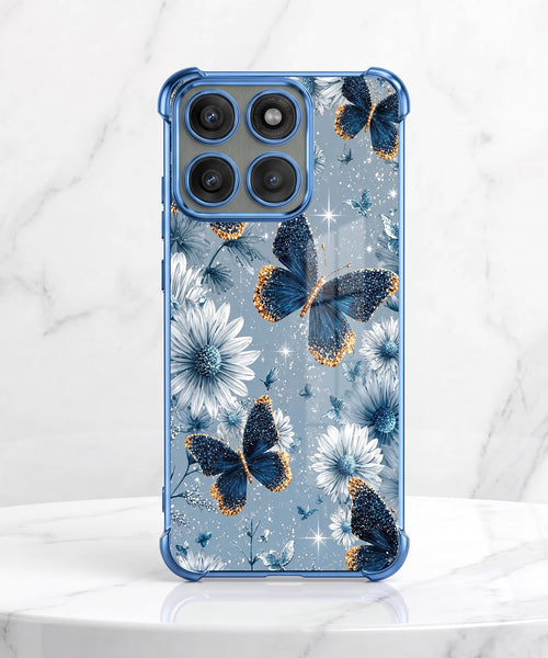 Motorola Edge 60 Pro 5G Blue Butterfly Floral Airbags Printed Back Case
