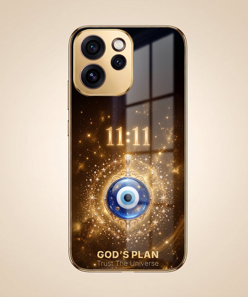 Oppo Reno 15 Pro Mini 5G God’s Plan Evil Eye Gold Electroplated Glass Phone Back Case