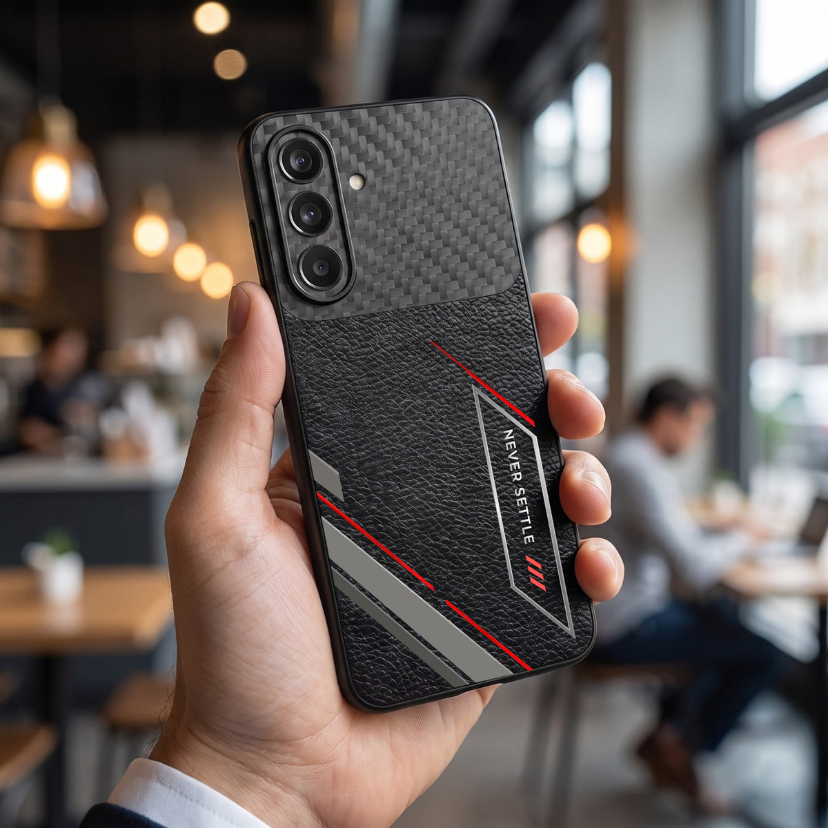 Samsung Galaxy A37 5G Nexer Stripe Carbon Fiber Leather Hybrid Back Case