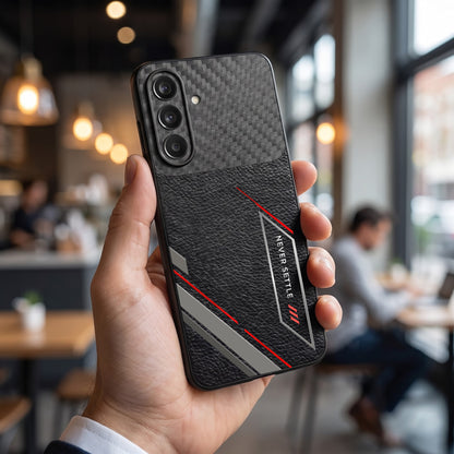Samsung Galaxy A37 5G Nexer Stripe Carbon Fiber Leather Hybrid Back Case