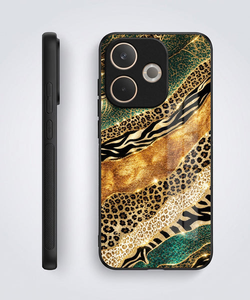 Oppo A5 Pro 5G Golden Leopard Acrylic Glass Back Case
