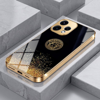 Oppo Reno 15 5G Medusa Head Gold Electroplated Glass Phone Back Case