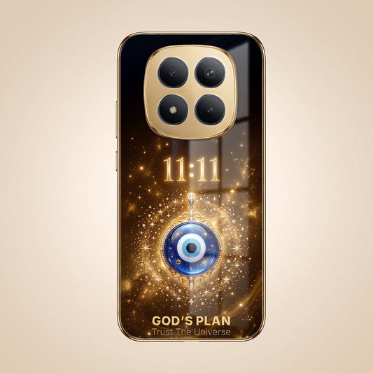 Redmi Note 15 SE 5G God’s Plan Evil Eye Gold Electroplated Glass Phone Back Case