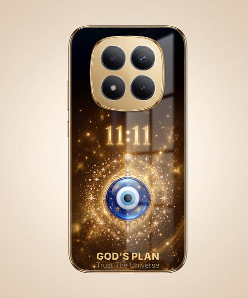 Redmi Note 15 SE 5G God’s Plan Evil Eye Gold Electroplated Glass Phone Back Case