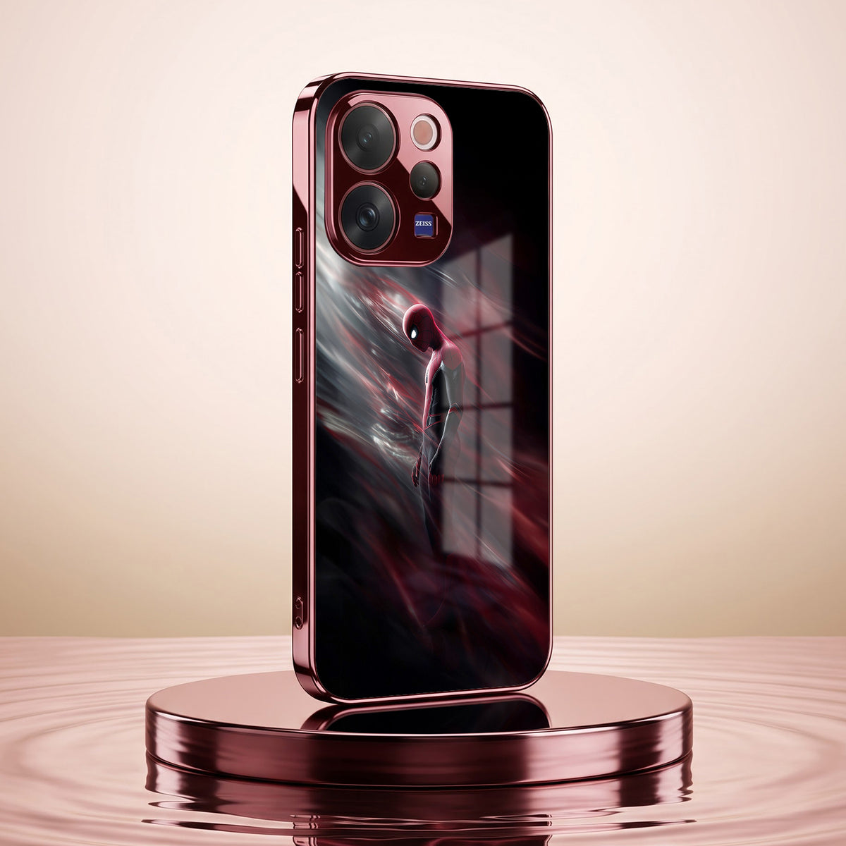 Vivo V70 5G Crimson Spider Burgundy Electroplated Glass Back Case