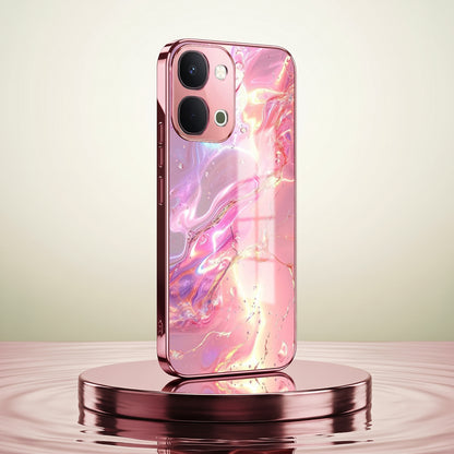 Vivo T5x 5G Pearl Aurora Pink Electroplated Glass Phone Back Case