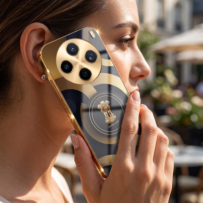 Vivo X200T 5G Royal Emblem Gold Electroplated Glass Phone Back Case