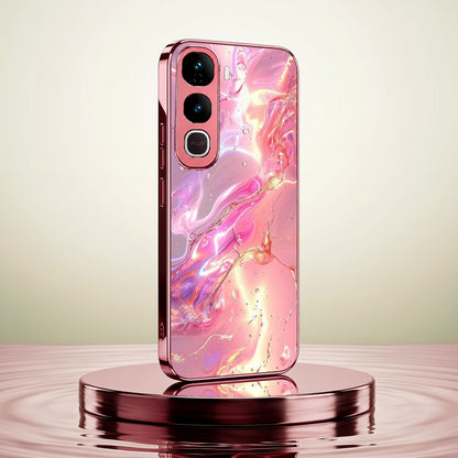 Vivo Y400 Pro 5G Pearl Aurora Pink Electroplated Glass Phone Back Case