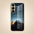 Samsung Galaxy A56 5G Porsche Luxury Gold Electroplated Glass Phone Back Case