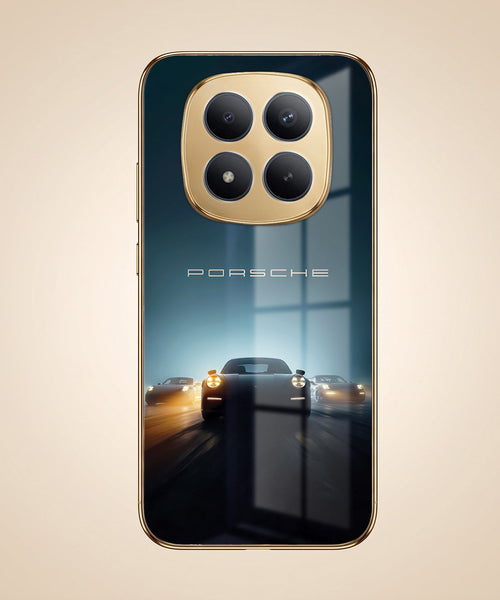 Redmi Note 15 Pro Plus 5G Porsche Luxury Gold Electroplated Glass Phone Back Case