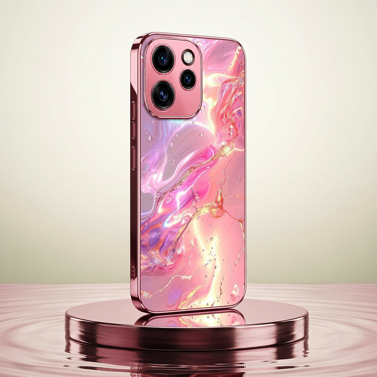 Oppo Reno 15 Pro 5G Pearl Aurora Pink Electroplated Glass Phone Back Case