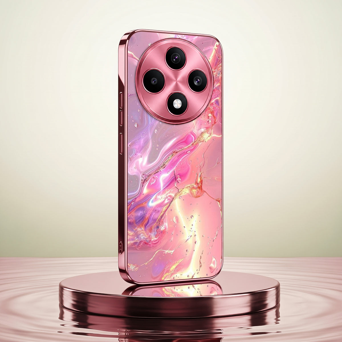 Oppo F27 Pro+ 5G Pearl Aurora Pink Electroplated Glass Phone Back Case