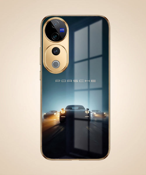 Vivo V40 Pro 5G Porsche Luxury Gold Electroplated Glass Phone Back Case