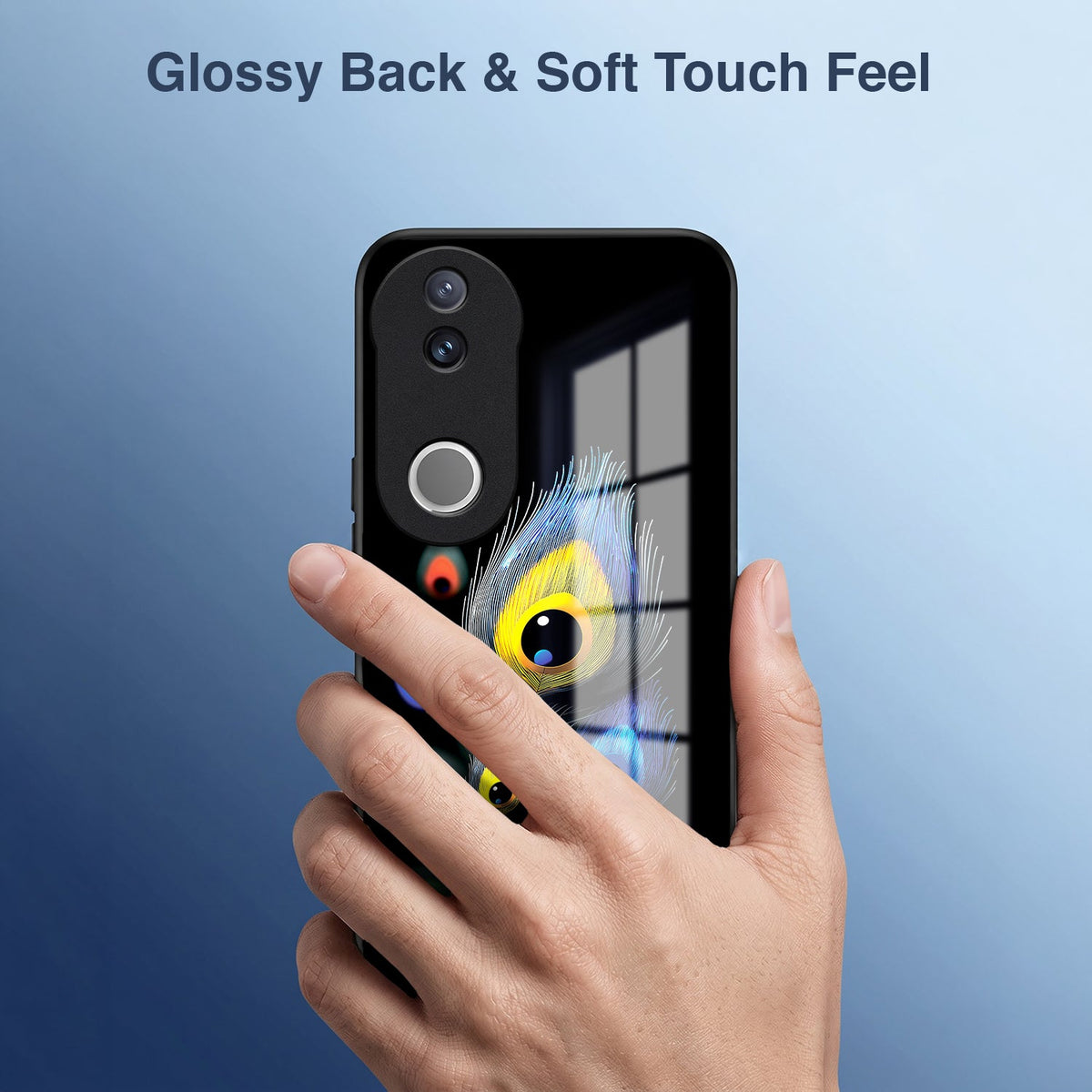Vivo V50 5G Premium Peacock Feather Acrylic Glass Back Case