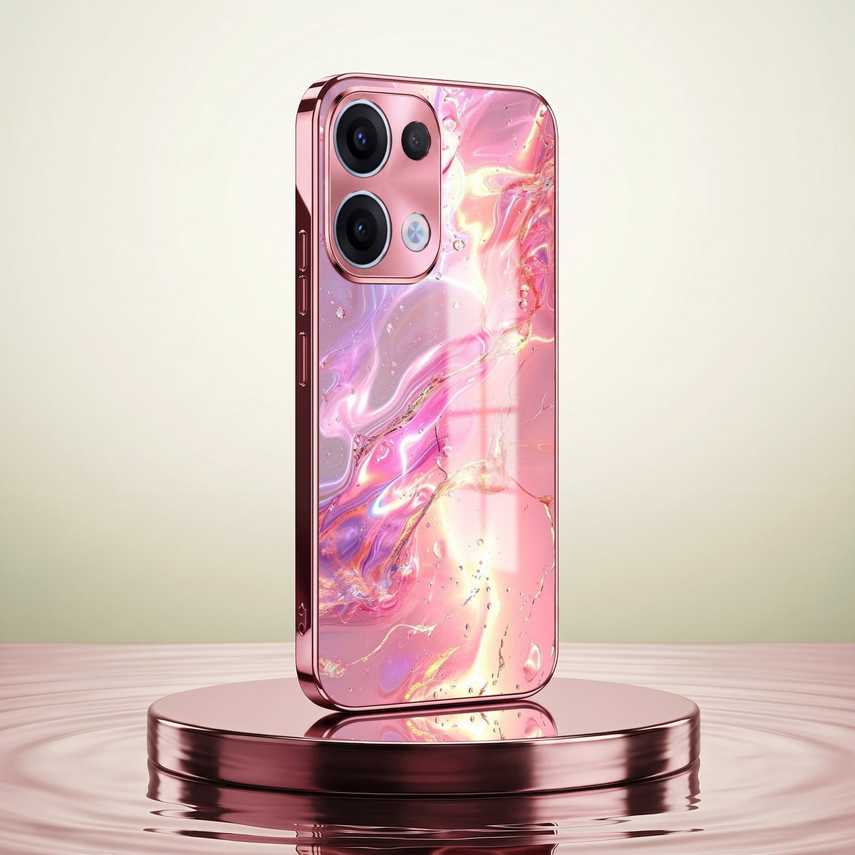 Oppo Reno 13 5G Pearl Aurora Pink Electroplated Glass Phone Back Case