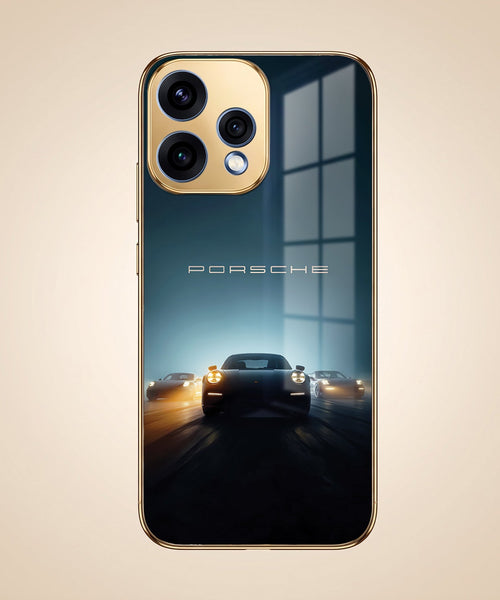 Oppo Reno 15 5G Porsche Luxury Gold Electroplated Glass Phone Back Case