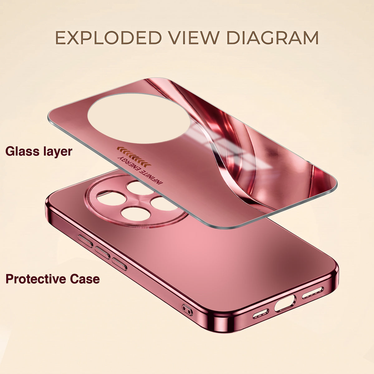 Oppo F31 Pro+ 5G Luxury Infinity Energy Pink Electroplated Glass Phone Back Case