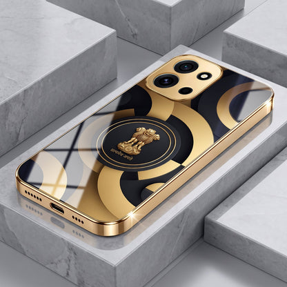 OnePlus Nord 6 5G Royal Emblem Gold Electroplated Glass Phone Back Case