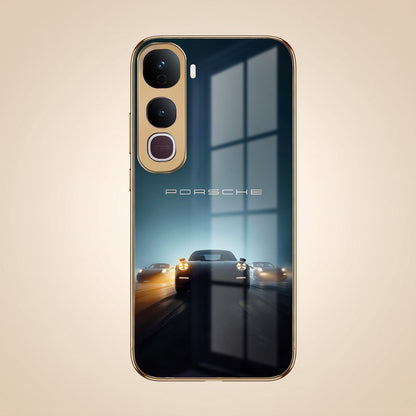 Vivo Y400 Pro Porsche Luxury Gold Electroplated Glass Phone Back Case