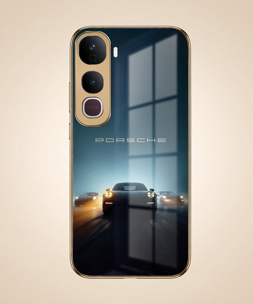 Vivo Y400 Pro Porsche Luxury Gold Electroplated Glass Phone Back Case