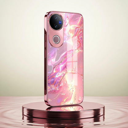 Vivo V50 5G Pearl Aurora Pink Electroplated Glass Phone Back Case