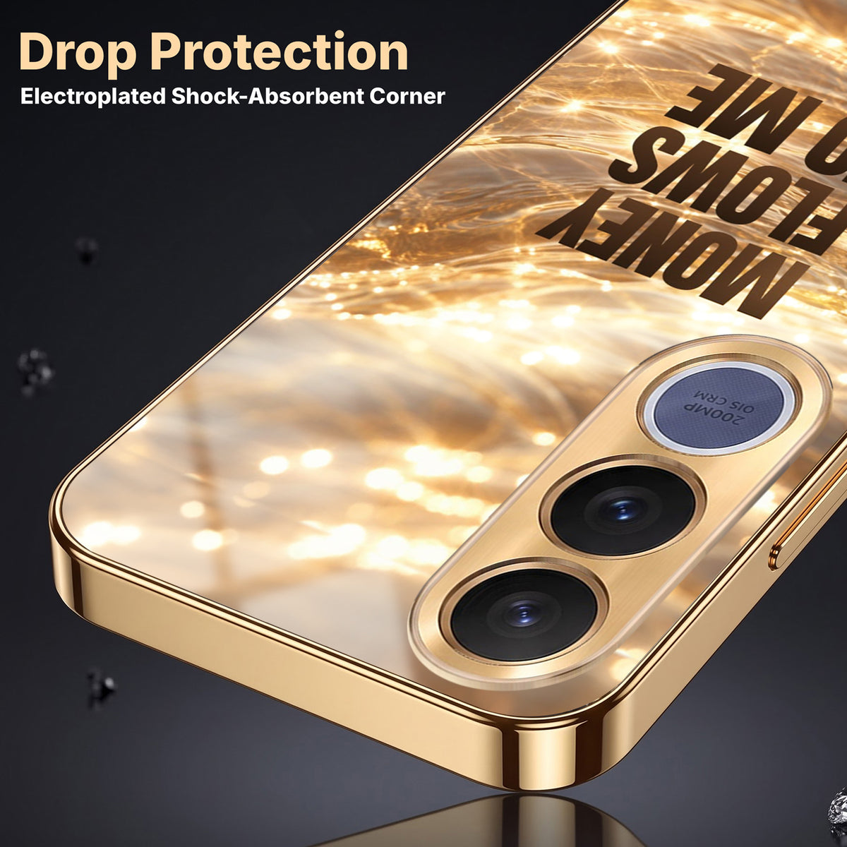 Vivo V70 FE 5G Money Flows To Me Gold Electroplated Glass Phone Back Case