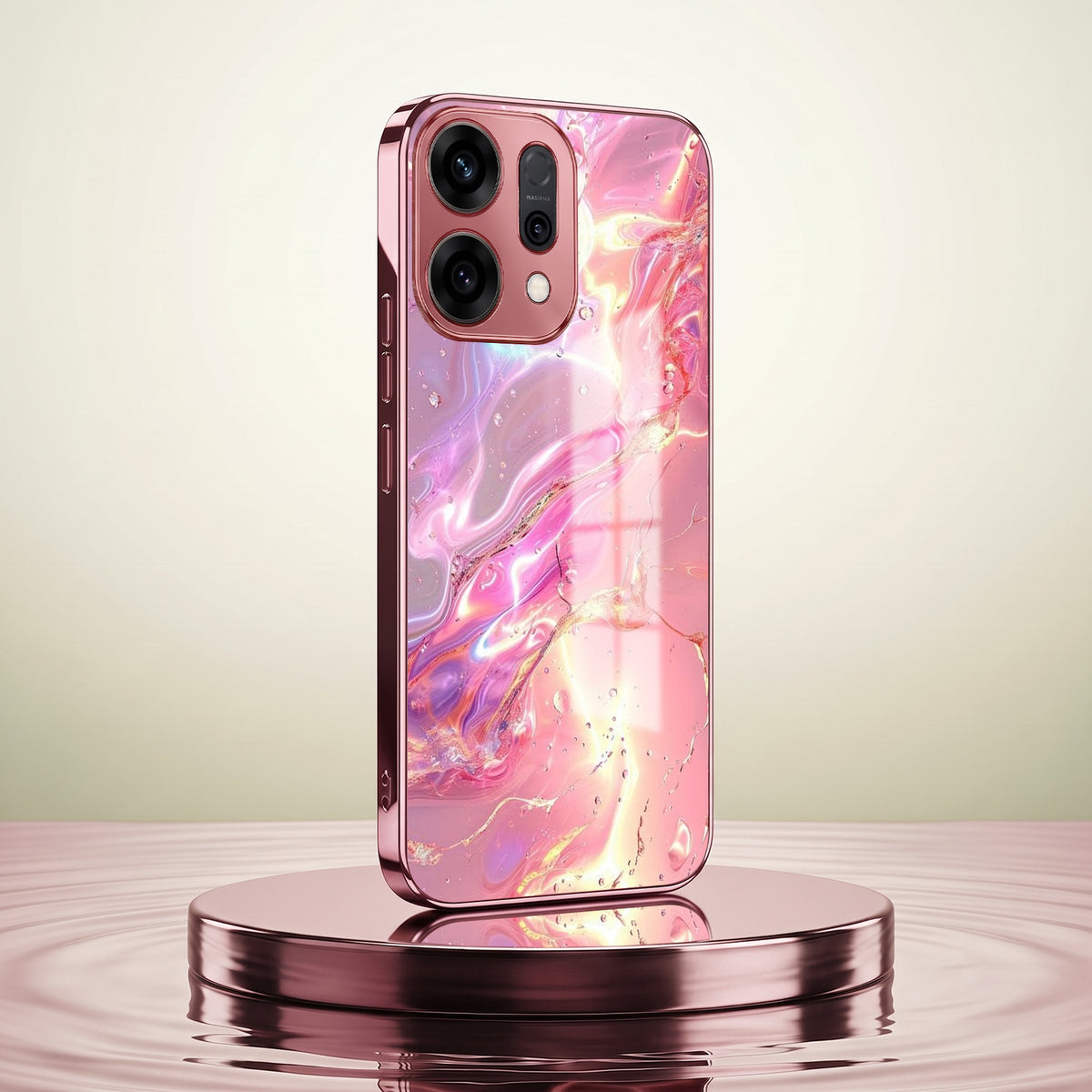 Oppo Reno 14 5G Pearl Aurora Pink Electroplated Glass Phone Back Case