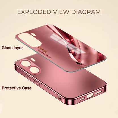 Oppo K14x 5G  Luxury Infinity Energy Pink Electroplated Glass Phone Back Case