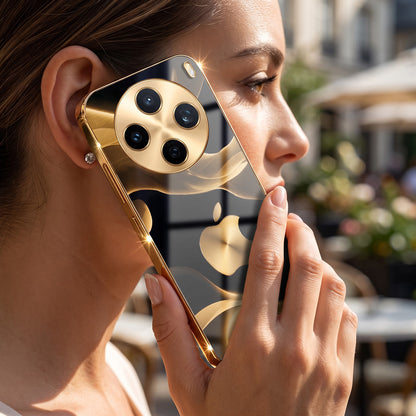 Vivo X200T 5G Luxury Wave Gold Electroplated Glass Phone Back Case