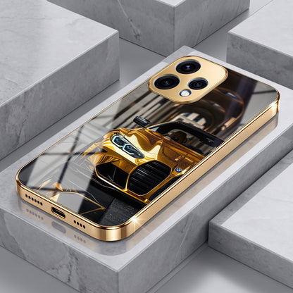 Oppo Reno 15 5G Golden BMW Gold Electroplated Glass Phone Back Case