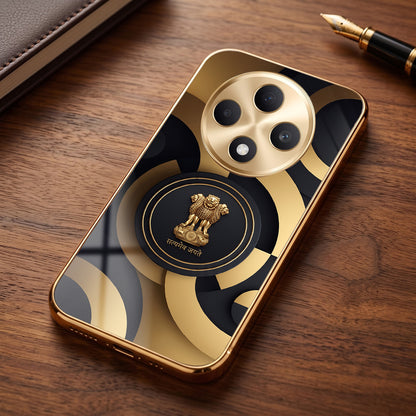 Oppo F27 5G Royal Emblem Gold Electroplated Glass Phone Back Case