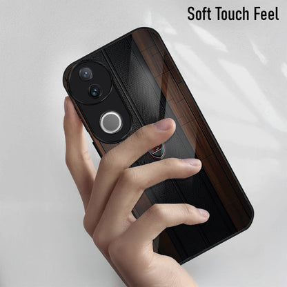Vivo V50 5G Premium Acrylic Shockproof Glass Back Case (Carbon Oak)