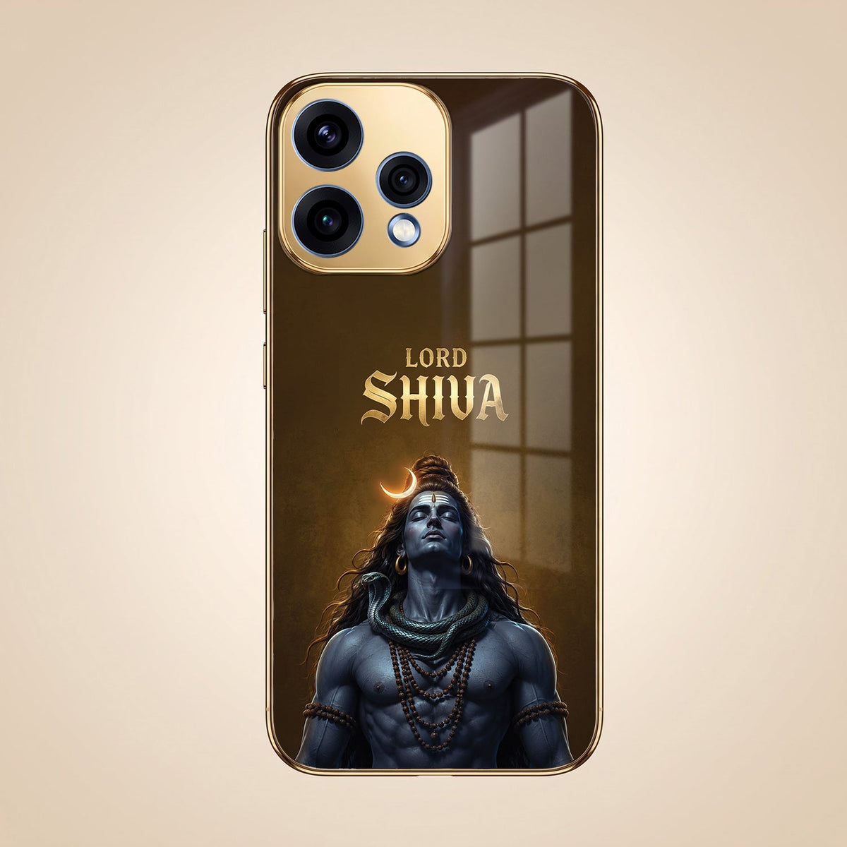 Oppo Reno 15 5G Lord Shiva Gold Electroplated Glass Phone Back Case