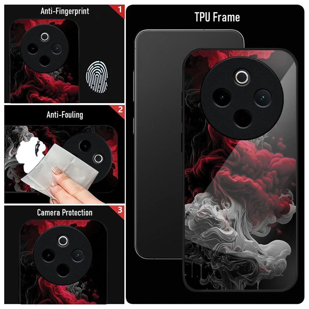 Vivo T4 5G Premium Acrylic Shockproof Glass Back Case (Infernal Drift)