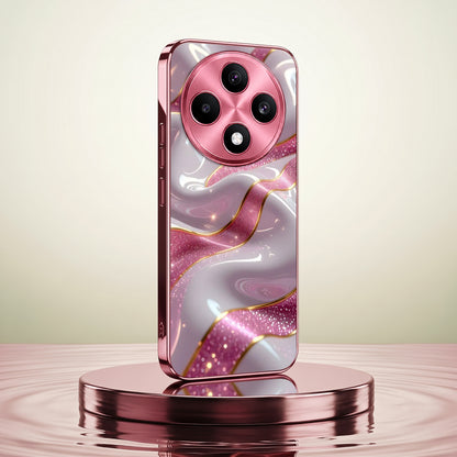 Oppo F27 Pro+ 5G Pearl Marble Pink Electroplated Glass Phone Back Case