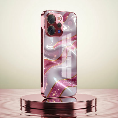 Vivo V70 5G Pearl Marble Pink Electroplated Glass Phone Back Case