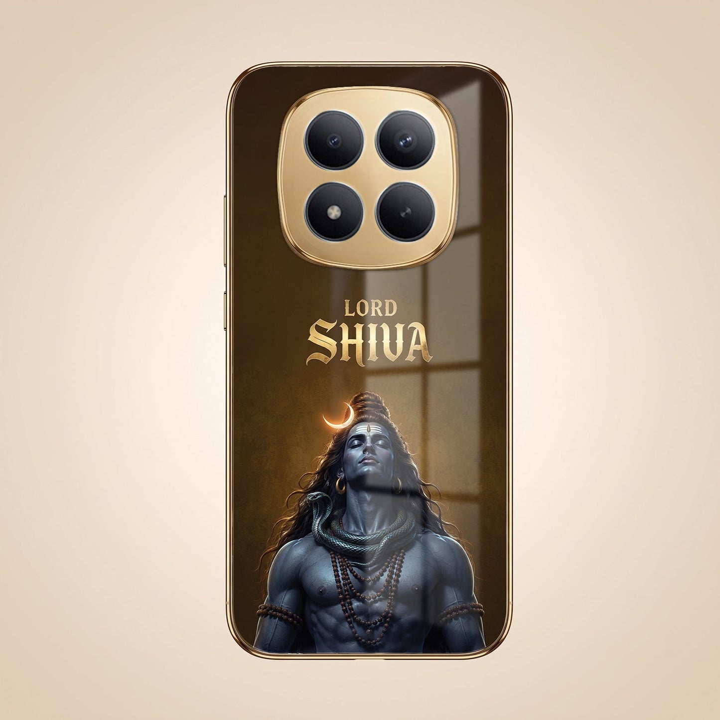 Redmi Note 15 Pro Plus 5G Lord Shiva Gold Electroplated Glass Phone Back Case