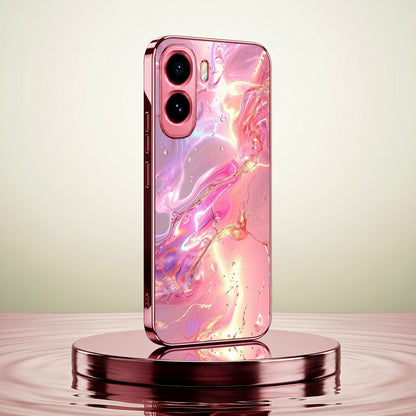 Vivo T5 Pro 5G Pearl Aurora Pink Electroplated Glass Phone Back Case