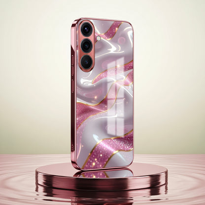 Samsung Galaxy A37 5G Pearl Marble Pink Electroplated Glass Phone Back Case