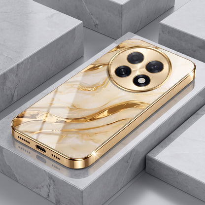 Oppo F31 Pro+ 5G Marvel Texture Gold Electroplated Glass Phone Back Case