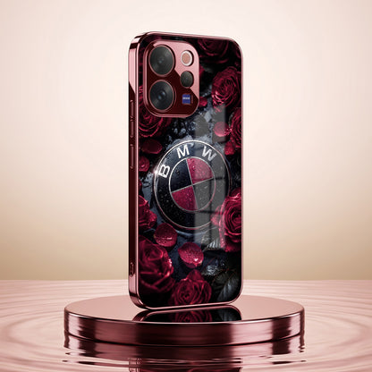 Vivo V70 5G BMW Logo Burgundy Electroplated Glass Back Case