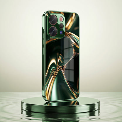 Vivo V70 5G Liquid Art Green Electroplated Glass Back Case
